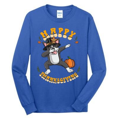 Dabbing Boston Terrier Happy Thanksgiving Gift Tall Long Sleeve T-Shirt