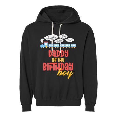 Daddy Birthday Train I'm 2 Two Yr Old Chugga Engine Garment-Dyed Fleece Hoodie