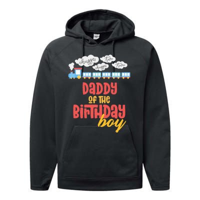 Daddy Birthday Train I'm 2 Two Yr Old Chugga Engine Performance Fleece Hoodie