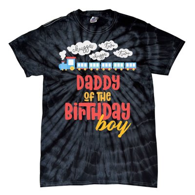 Daddy Birthday Train I'm 2 Two Yr Old Chugga Engine Tie-Dye T-Shirt