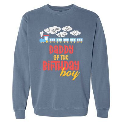 Daddy Birthday Train I'm 2 Two Yr Old Chugga Engine Garment-Dyed Sweatshirt