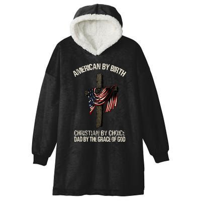 Dad By The Grace Of God Vintage Funny Gift Hooded Wearable Blanket