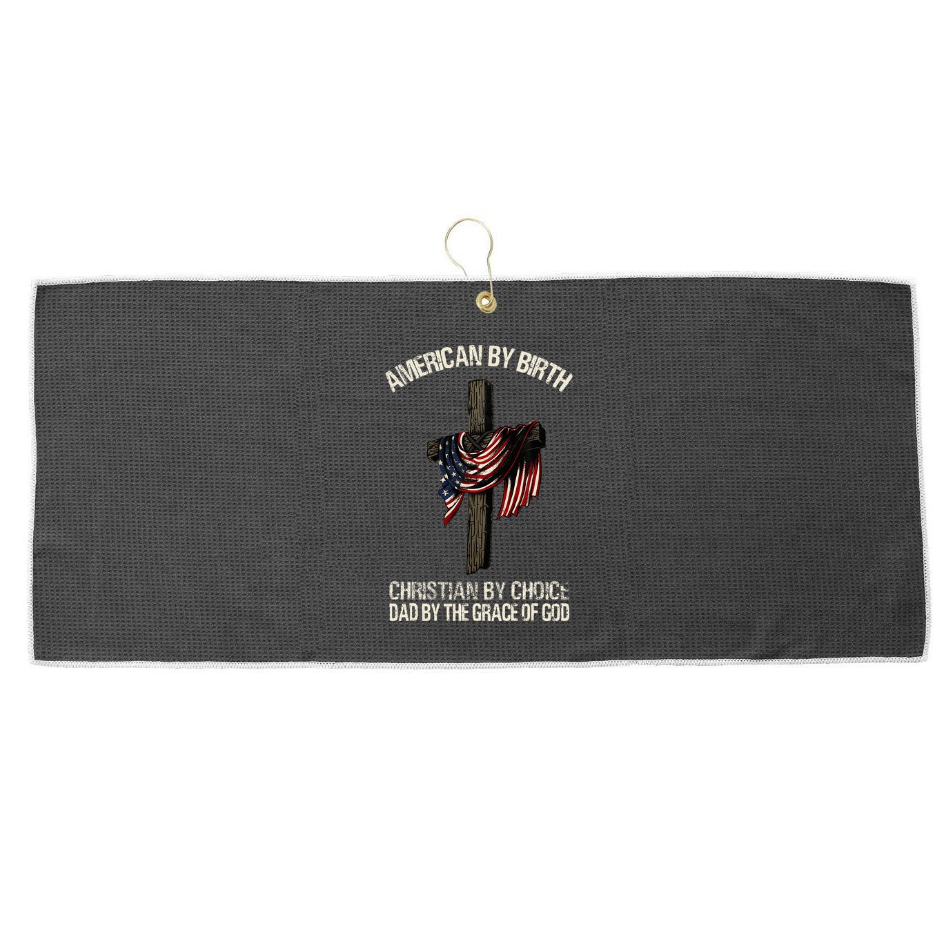 Dad By The Grace Of God Vintage Funny Gift Large Microfiber Waffle Golf Towel