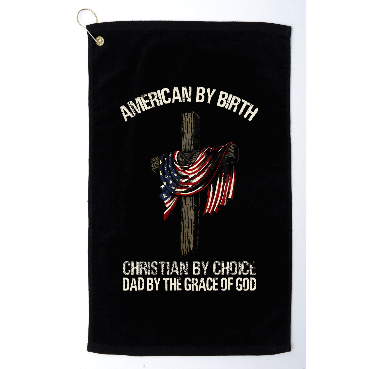 Dad By The Grace Of God Vintage Funny Gift Golf Towel