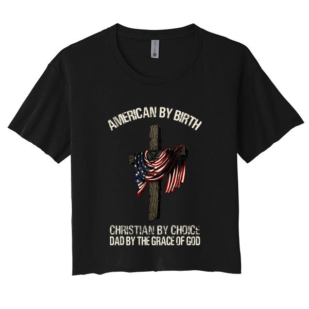 Dad By The Grace Of God Vintage Funny Gift Crop Top
