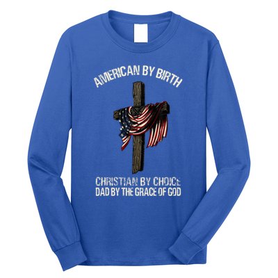 Dad By The Grace Of God Vintage Funny Gift Long Sleeve Shirt