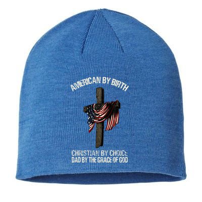 Dad By The Grace Of God Vintage Funny Gift Sustainable Beanie