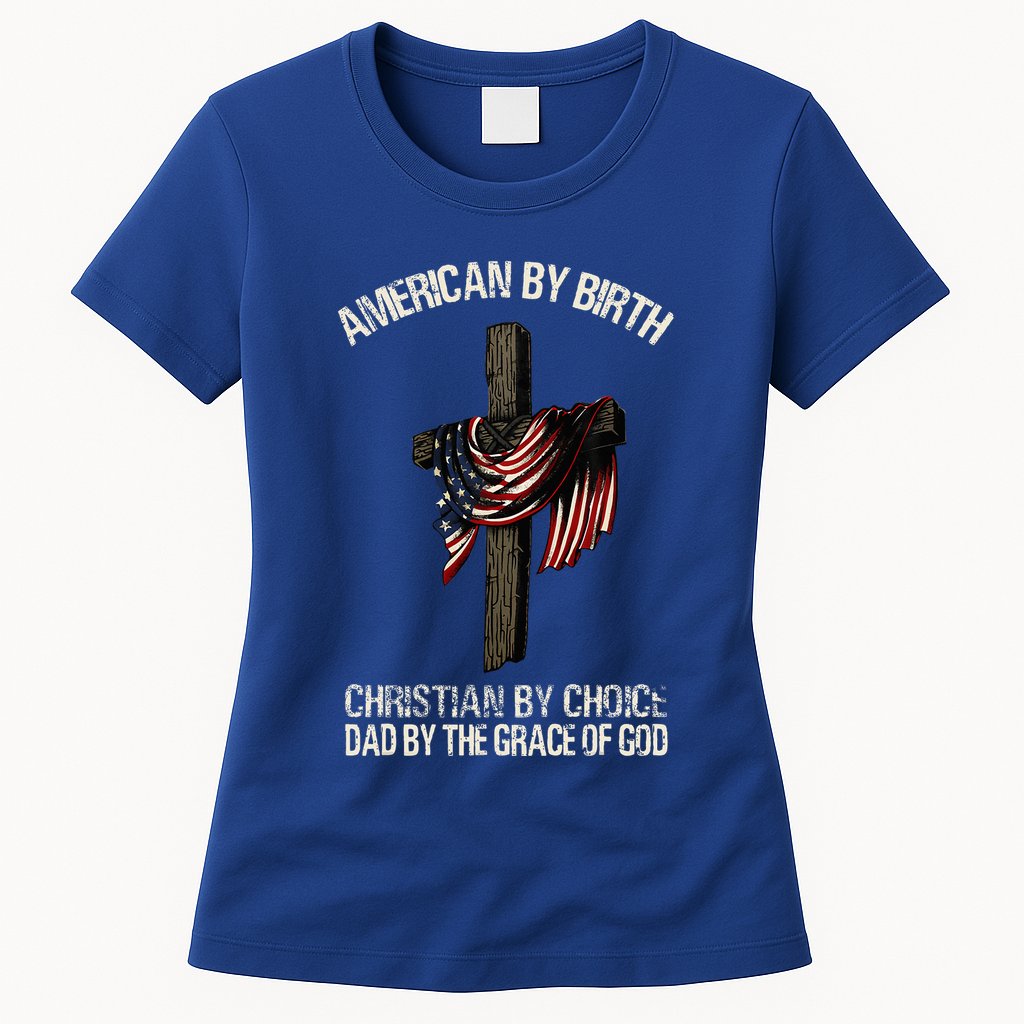 Dad By The Grace Of God Vintage Funny Gift Womens T-Shirt