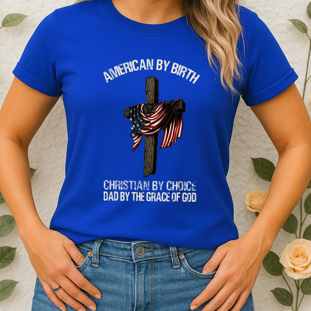 Dad By The Grace Of God Vintage Funny Gift Womens T-Shirt