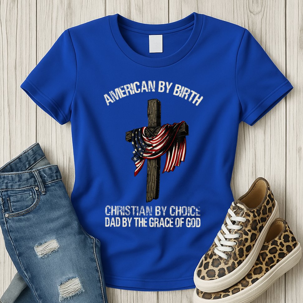 Dad By The Grace Of God Vintage Funny Gift Womens T-Shirt