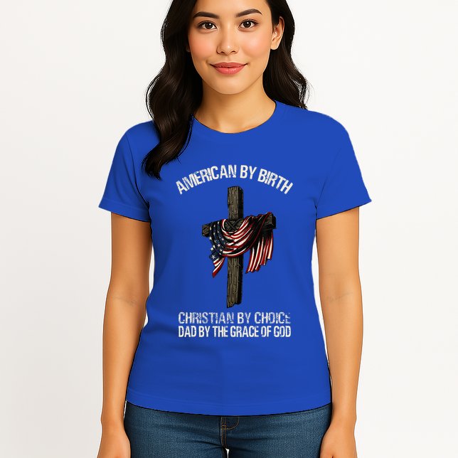 Dad By The Grace Of God Vintage Funny Gift Womens T-Shirt