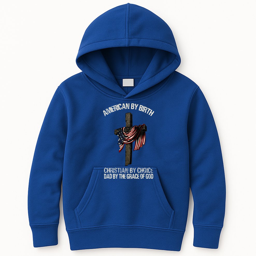 Dad By The Grace Of God Vintage Funny Gift Kids Hoodie