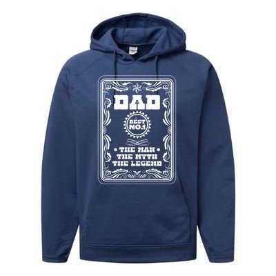 Dad Best The The Myth The Legend Fathers Day Dad Gift Performance Fleece Hoodie