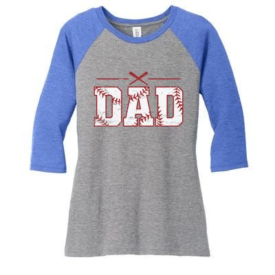 Dad Baseball Team Ballsport Fan Cool Gift Women's Tri-Blend 3/4-Sleeve Raglan Shirt