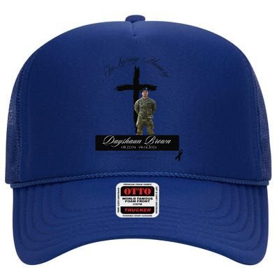 Dayshaun Brown Tribute White High Crown Mesh Back Trucker Hat