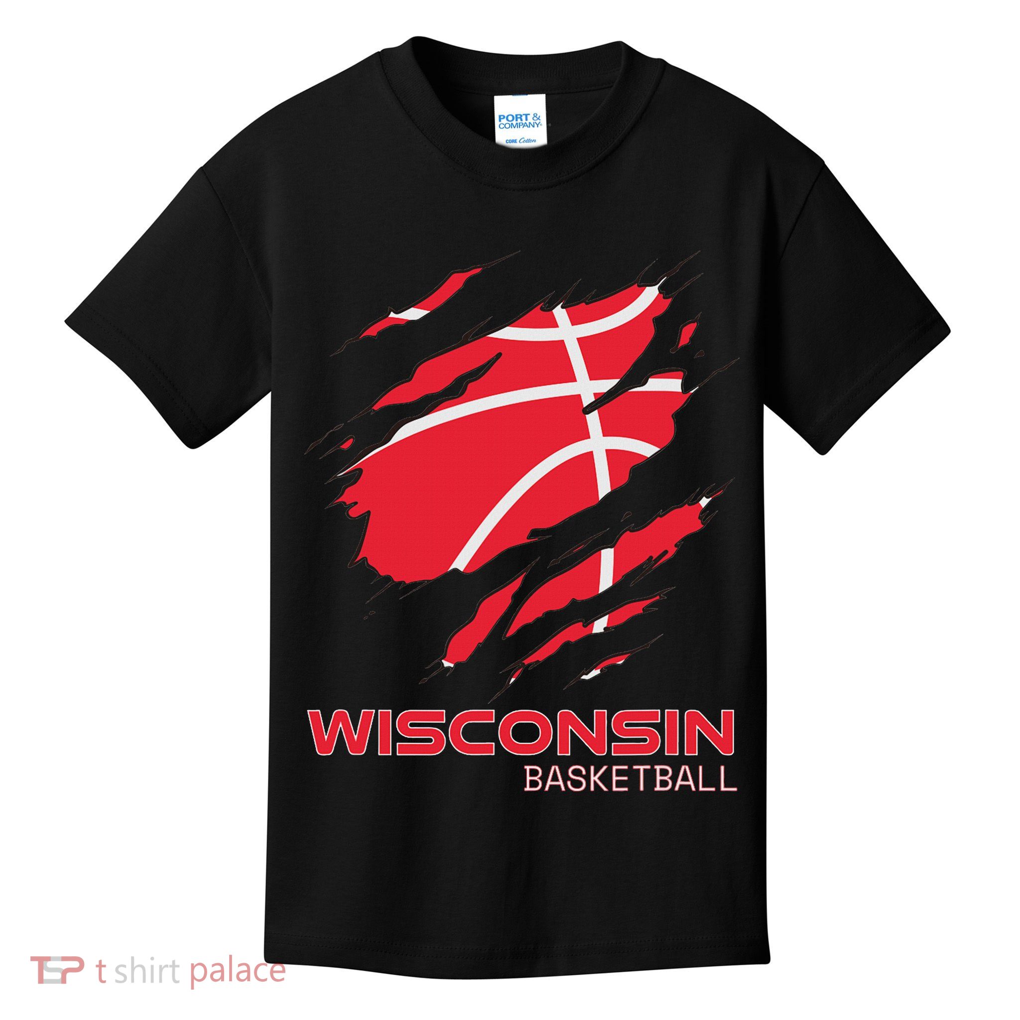 Distressed Basketball The Badger State Home Wisconsin Hoops Kids T-Shirt