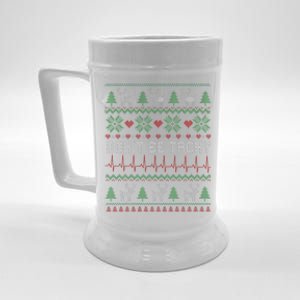 DonT Be Tachy Cardiac Nurse Ugly Christmas Cardiac Icu Xmas Gift Beer Stein