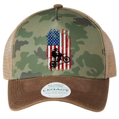 Dirt Bike Usa Flag Motocross American Flag Legacy Tie Dye Trucker Hat