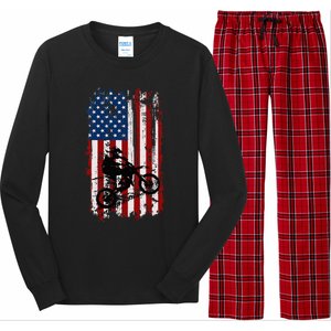 Dirt Bike Usa Flag Motocross American Flag Long Sleeve Pajama Set