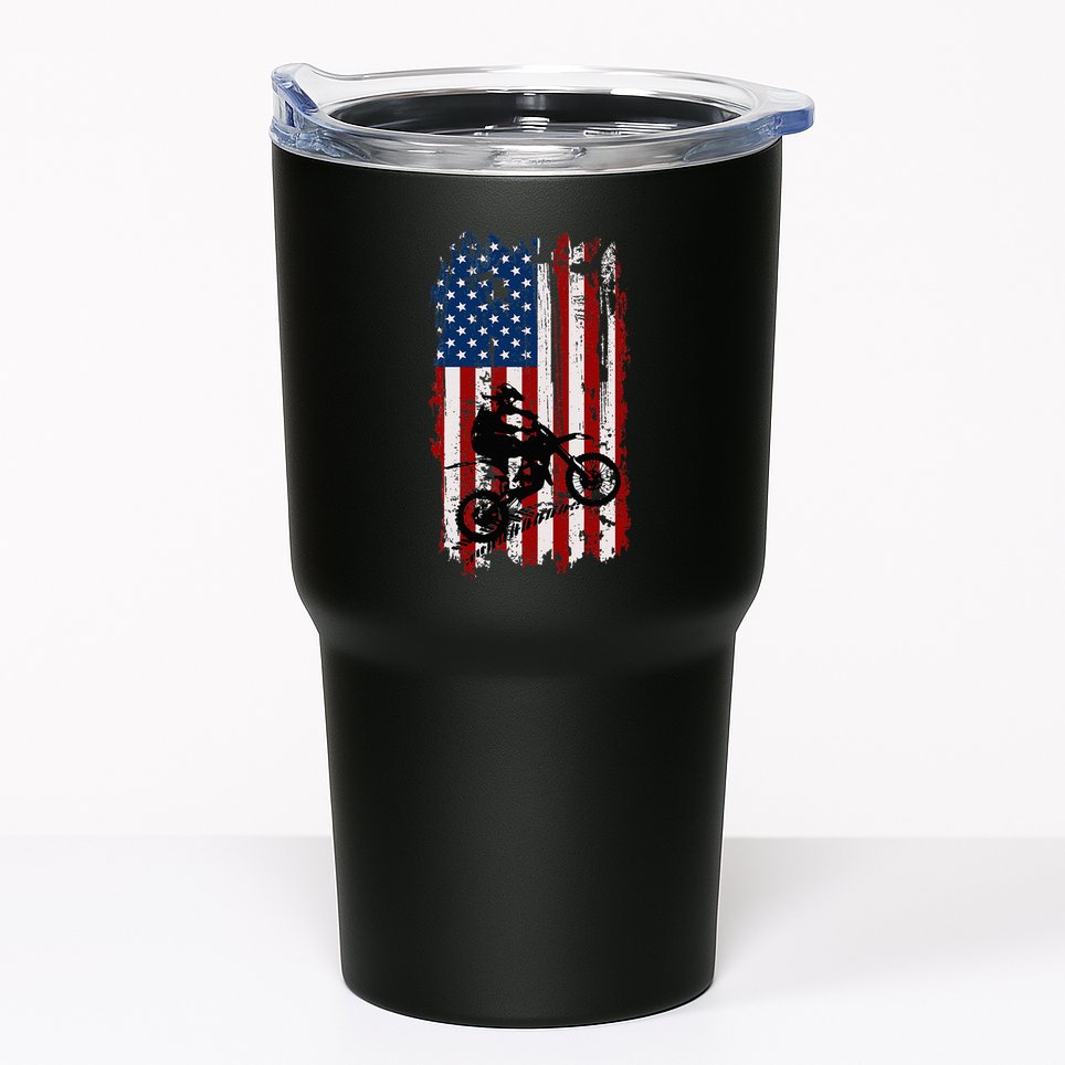 Dirt Bike Usa Flag Motocross American Flag Tumbler