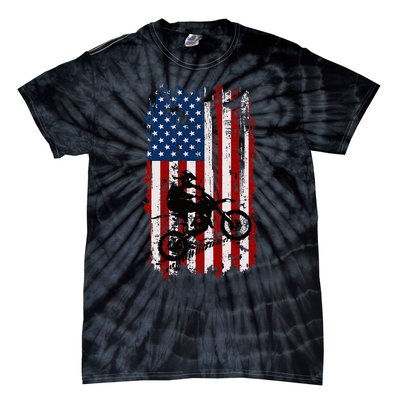 Dirt Bike Usa Flag Motocross American Flag Tie-Dye T-Shirt