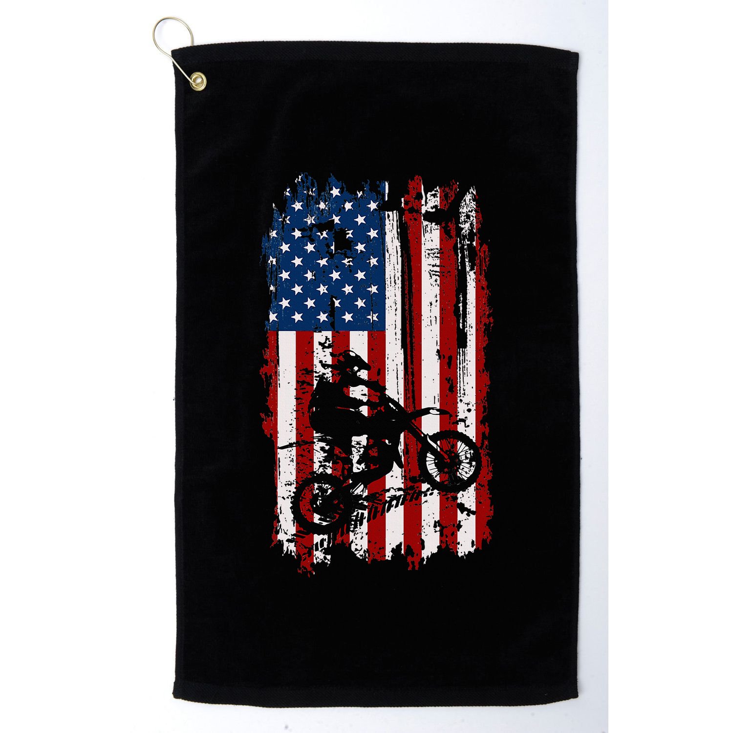 Dirt Bike Usa Flag Motocross American Flag Golf Towel