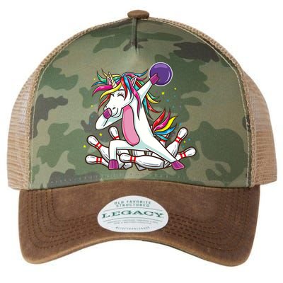 Dabbing Bowling Unicorn for Bowling Team Birthday Legacy Tie Dye Trucker Hat
