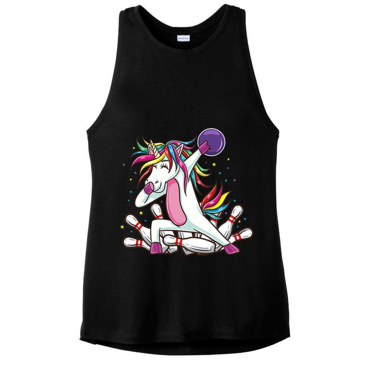 Dabbing Bowling Unicorn for Bowling Team Birthday Ladies PosiCharge Tri-Blend Wicking Tank