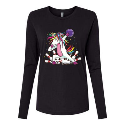 Dabbing Bowling Unicorn for Bowling Team Birthday Womens Cotton Relaxed Long Sleeve T-Shirt