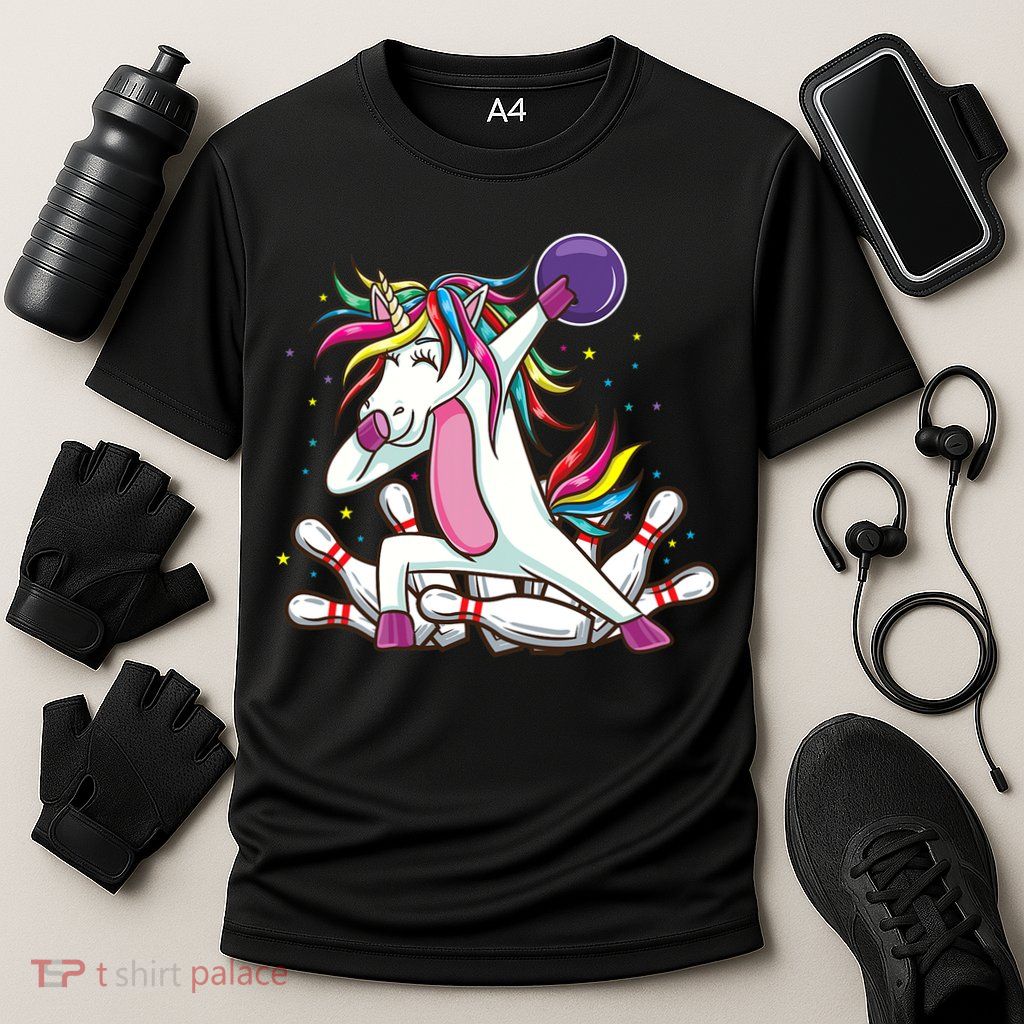 Dabbing Bowling Unicorn for Bowling Team Birthday Performance Shirt