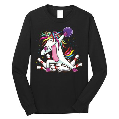 Dabbing Bowling Unicorn for Bowling Team Birthday Long Sleeve Shirt