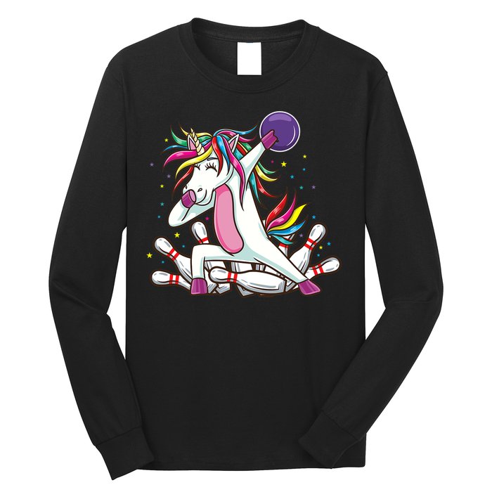 Dabbing Bowling Unicorn for Bowling Team Birthday Long Sleeve Shirt