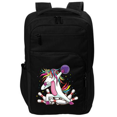 Dabbing Bowling Unicorn for Bowling Team Birthday Impact Tech Backpack