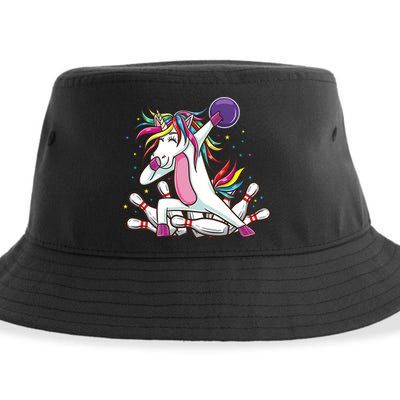 Dabbing Bowling Unicorn for Bowling Team Birthday Sustainable Bucket Hat
