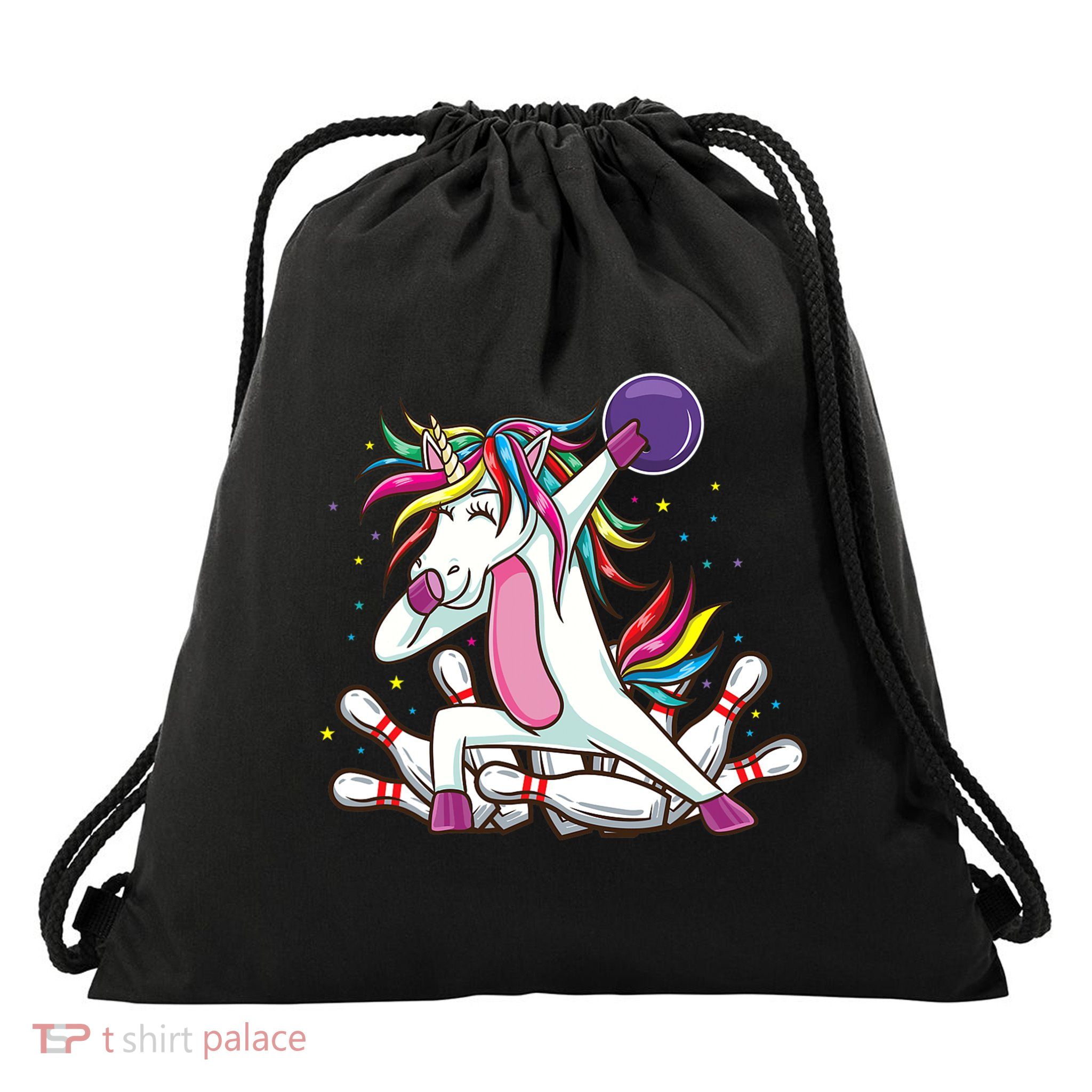 Dabbing Bowling Unicorn for Bowling Team Birthday Drawstring Bag