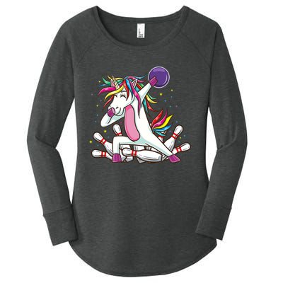 Dabbing Bowling Unicorn for Bowling Team Birthday Women's Perfect Tri Tunic Long Sleeve Shirt