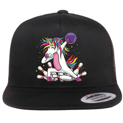Dabbing Bowling Unicorn for Bowling Team Birthday Flatbill Hat
