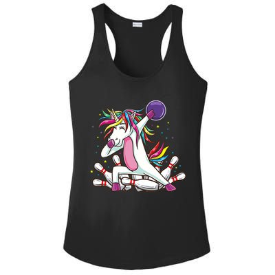 Dabbing Bowling Unicorn for Bowling Team Birthday Ladies PosiCharge Competitor Racerback Tank