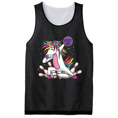 Dabbing Bowling Unicorn for Bowling Team Birthday Mesh Reversible Basketball Jersey Tank