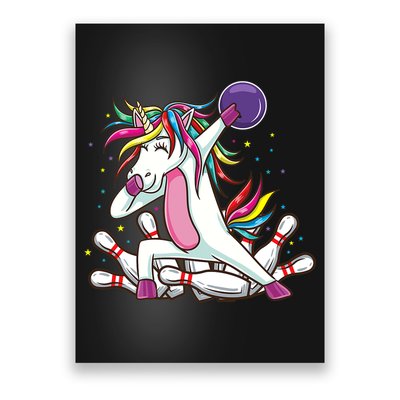 Dabbing Bowling Unicorn for Bowling Team Birthday Poster