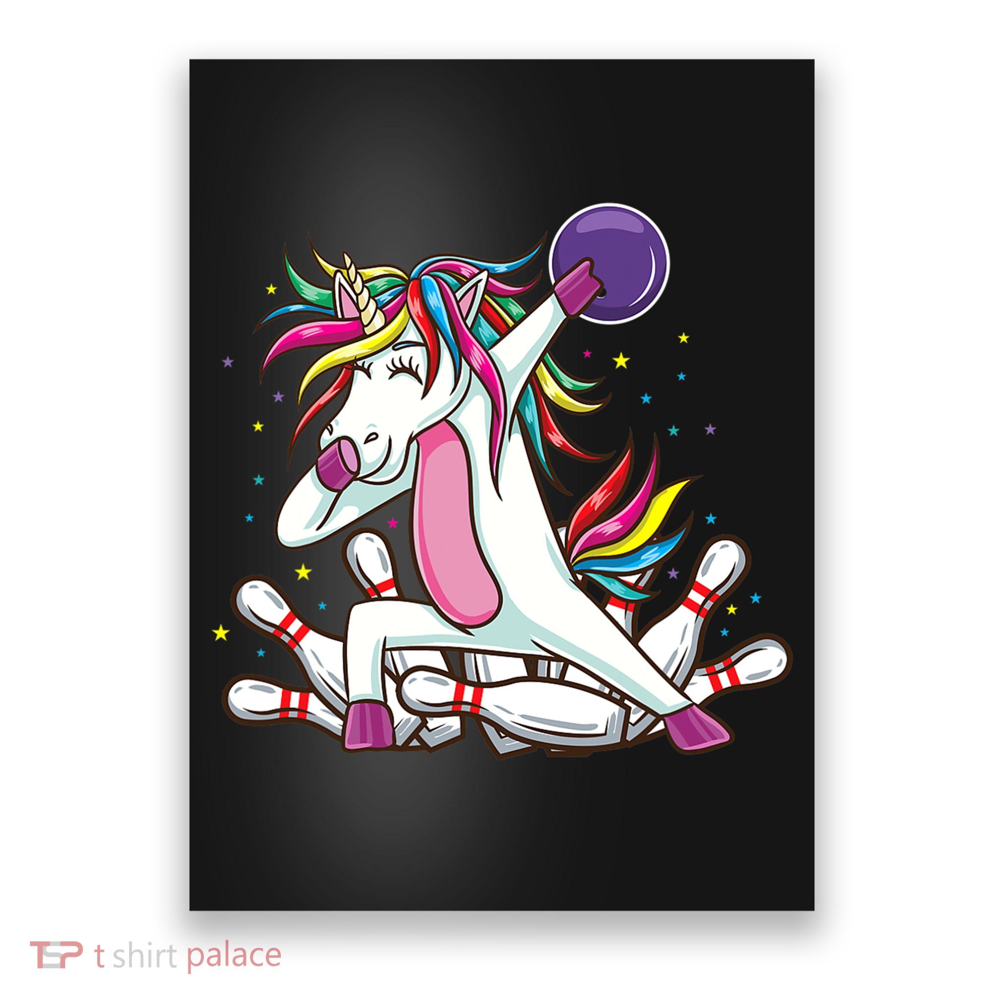 Dabbing Bowling Unicorn for Bowling Team Birthday Poster