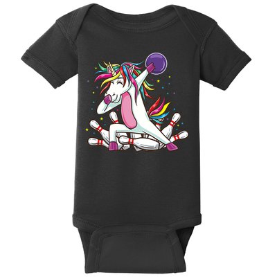 Dabbing Bowling Unicorn for Bowling Team Birthday Baby Bodysuit