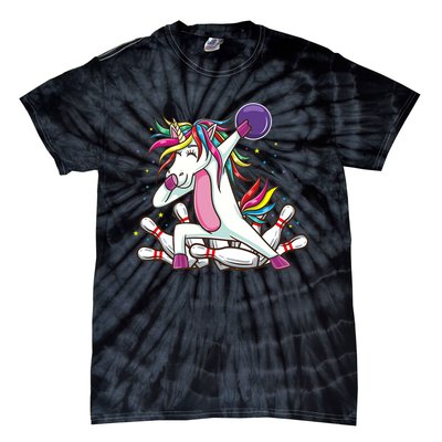 Dabbing Bowling Unicorn for Bowling Team Birthday Tie-Dye T-Shirt