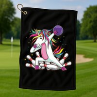 Dabbing Bowling Unicorn for Bowling Team Birthday Golf Towel
