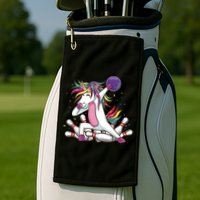 Dabbing Bowling Unicorn for Bowling Team Birthday Golf Towel