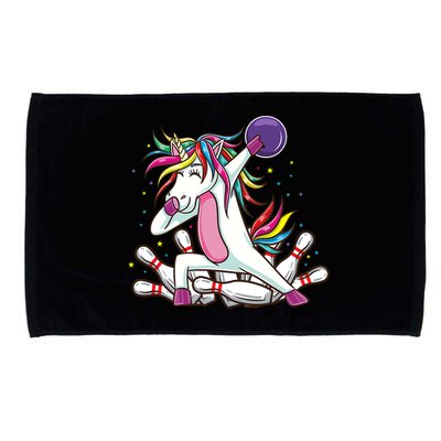 Dabbing Bowling Unicorn for Bowling Team Birthday Microfiber Hand Towel