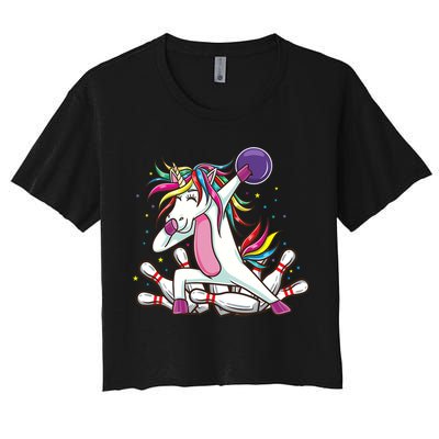 Dabbing Bowling Unicorn for Bowling Team Birthday Crop Top
