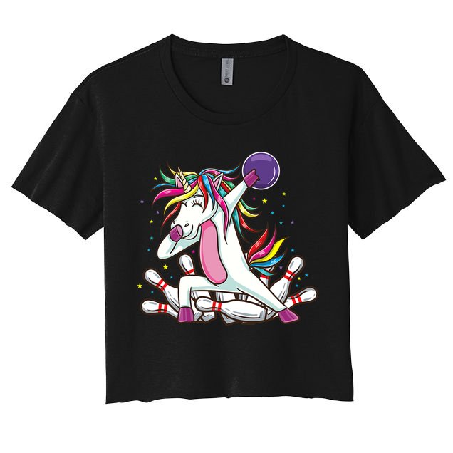 Dabbing Bowling Unicorn for Bowling Team Birthday Crop Top