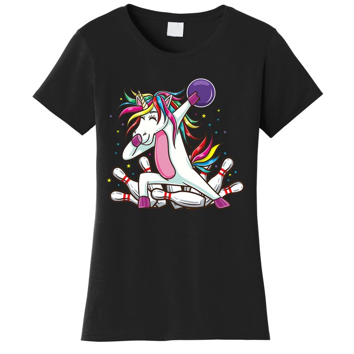 Dabbing Bowling Unicorn for Bowling Team Birthday Women's T-Shirt