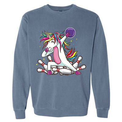 Dabbing Bowling Unicorn for Bowling Team Birthday Garment-Dyed Sweatshirt